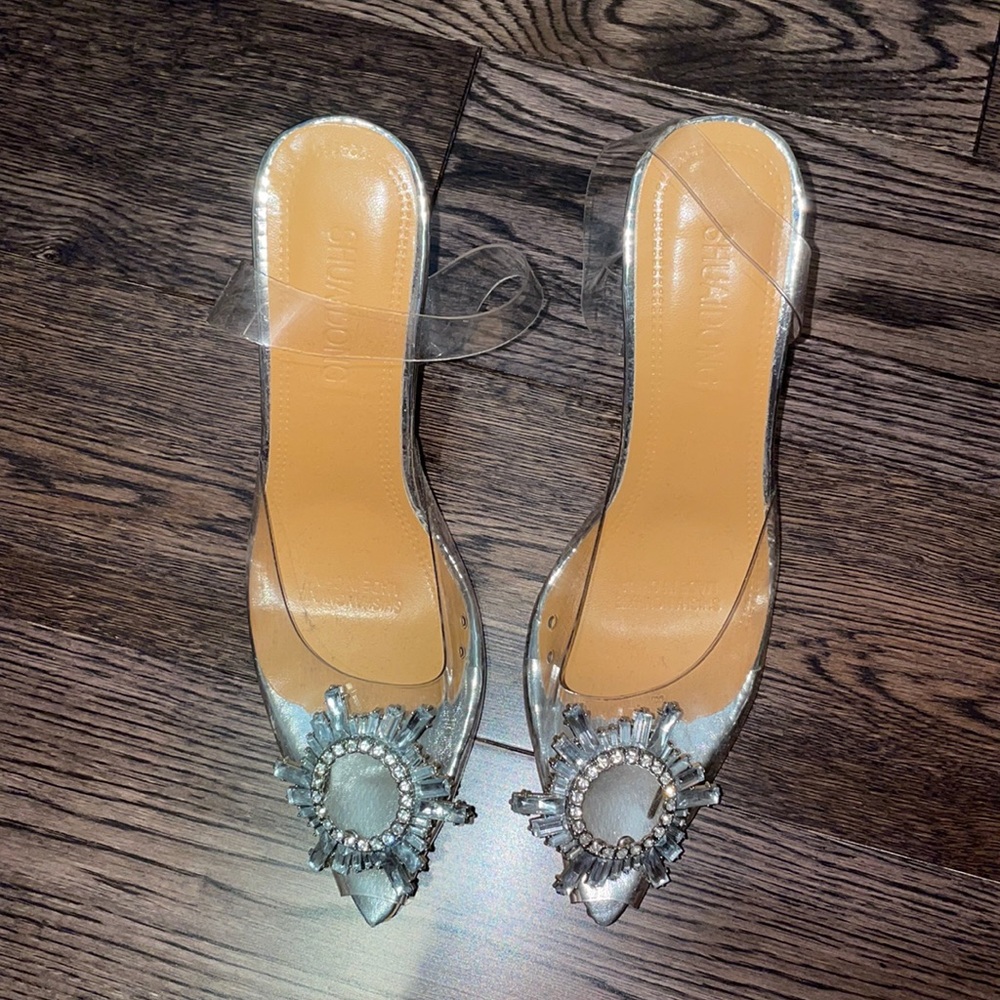NWOT Rinestone Transparent Heels